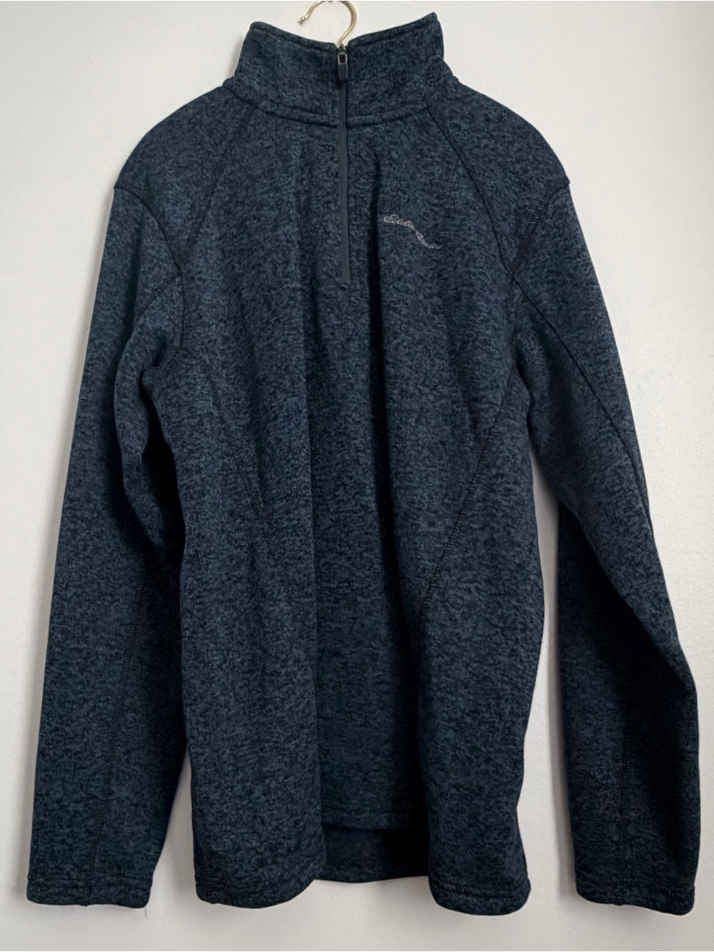 Eddie Bauer Men’s L Blue Heather Sweater Fleece 1/4 Zip Pullover